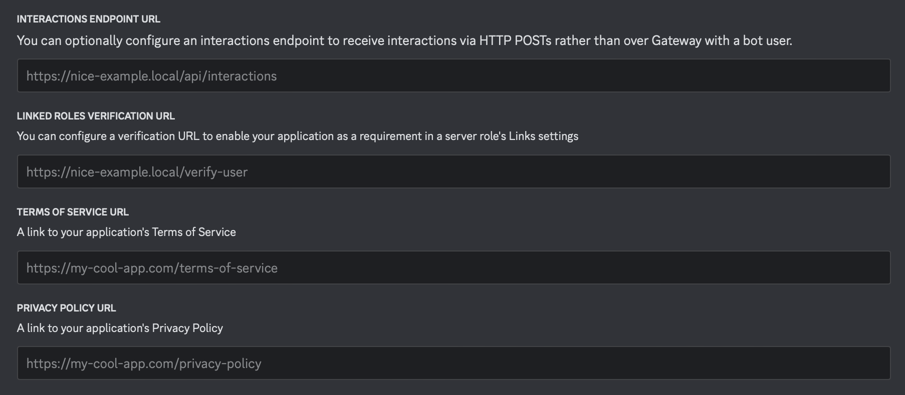 Setting URLs